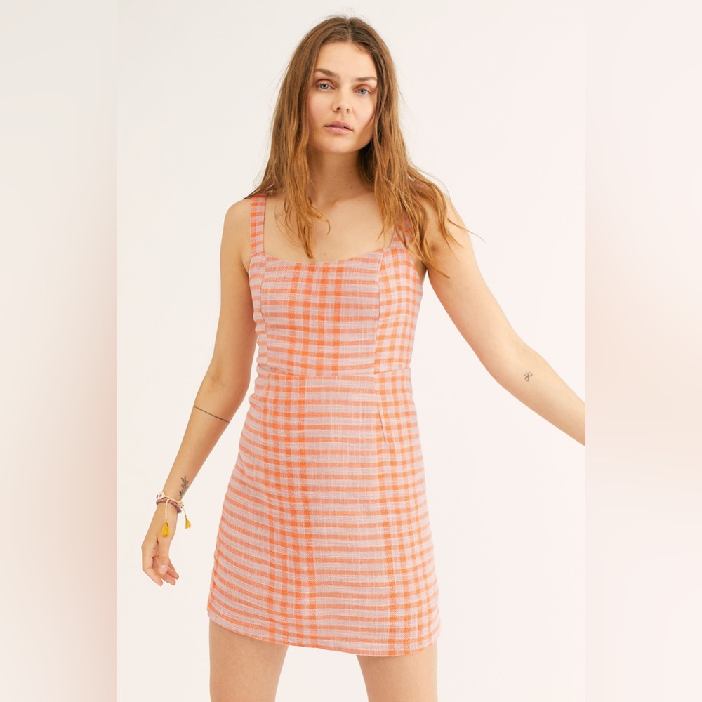 Free People Short N’ Sweet Plaid Mini Dress size Med